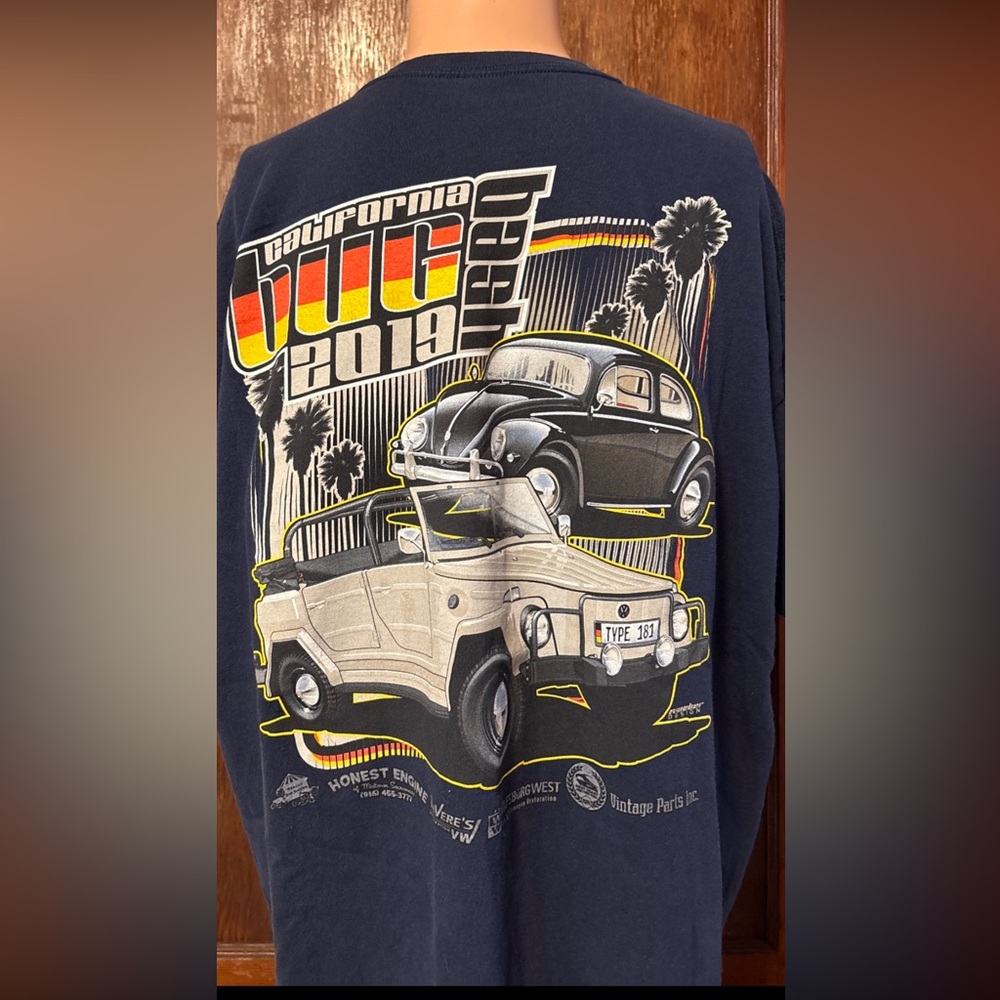 2019 California Bug Bash Volkswagen Car Show Navy Blue Shirt Size 2XL